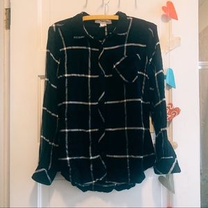 Windowpane Button-down Top